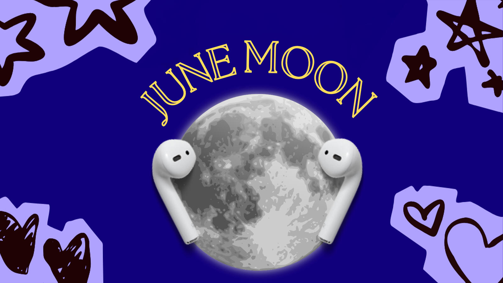 June Moon key art: a glowing full moon framed by two AirPods